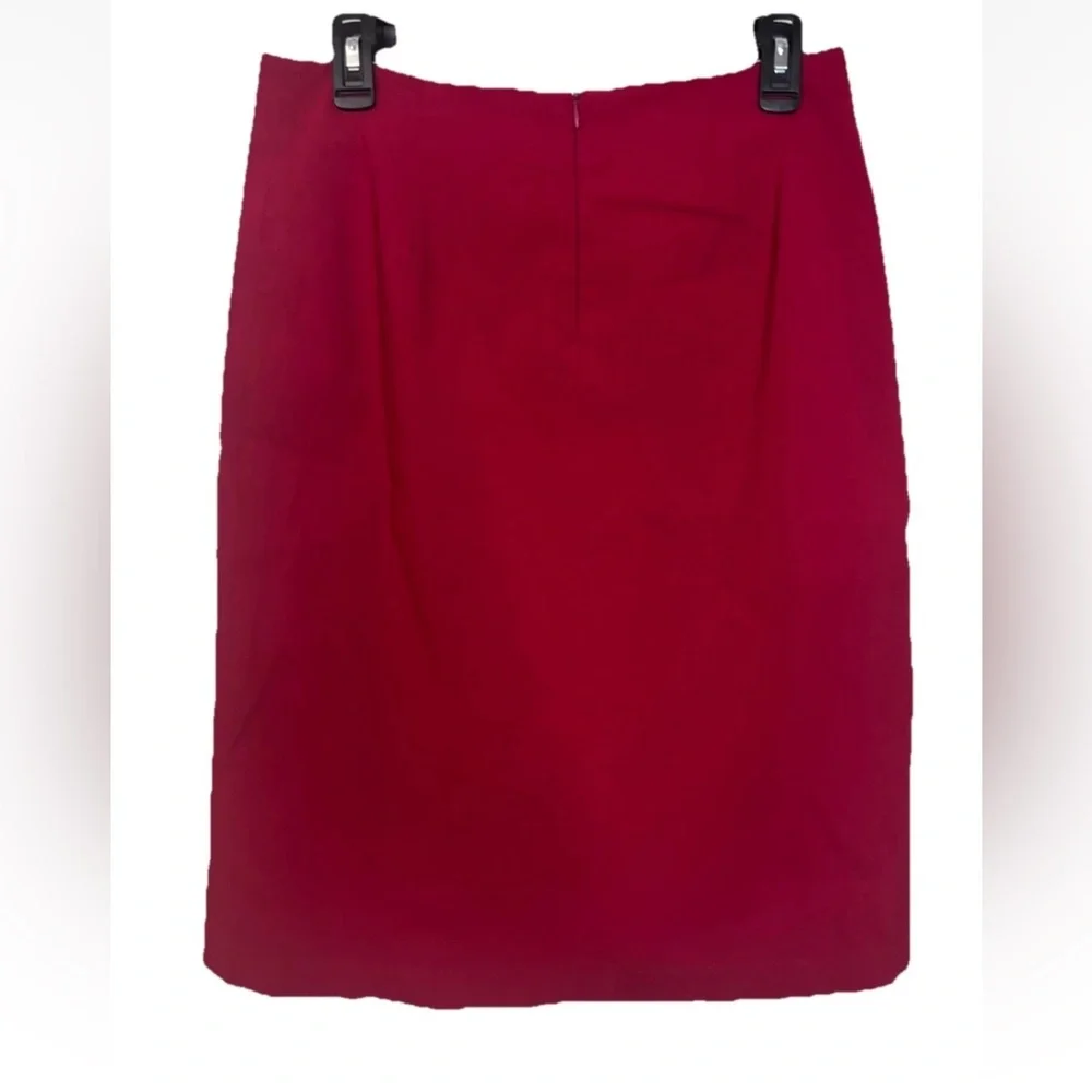 Poleci Embroidered Skirt Womens Sz 8 Vintage Stretch Red Made In USA 90s 80s